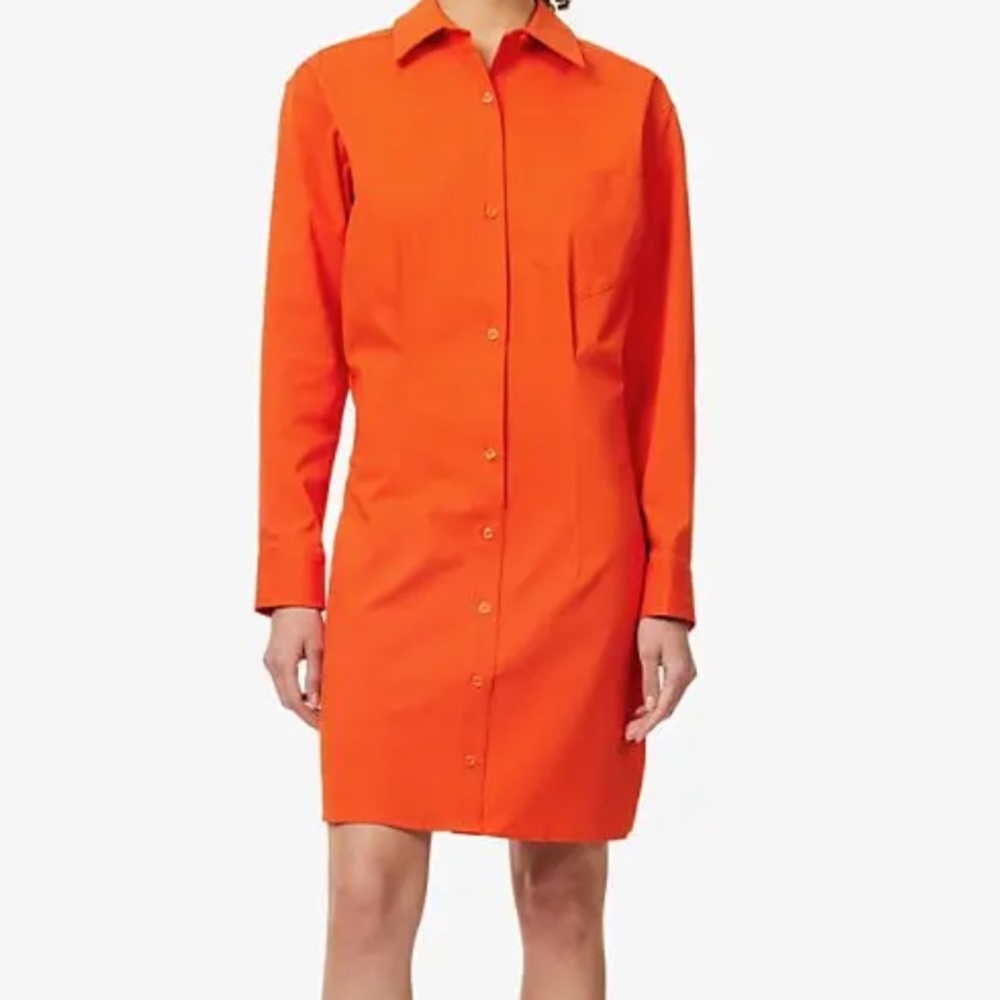 Good American Vibrant Red-Orange Poplin Mini Shift Dress